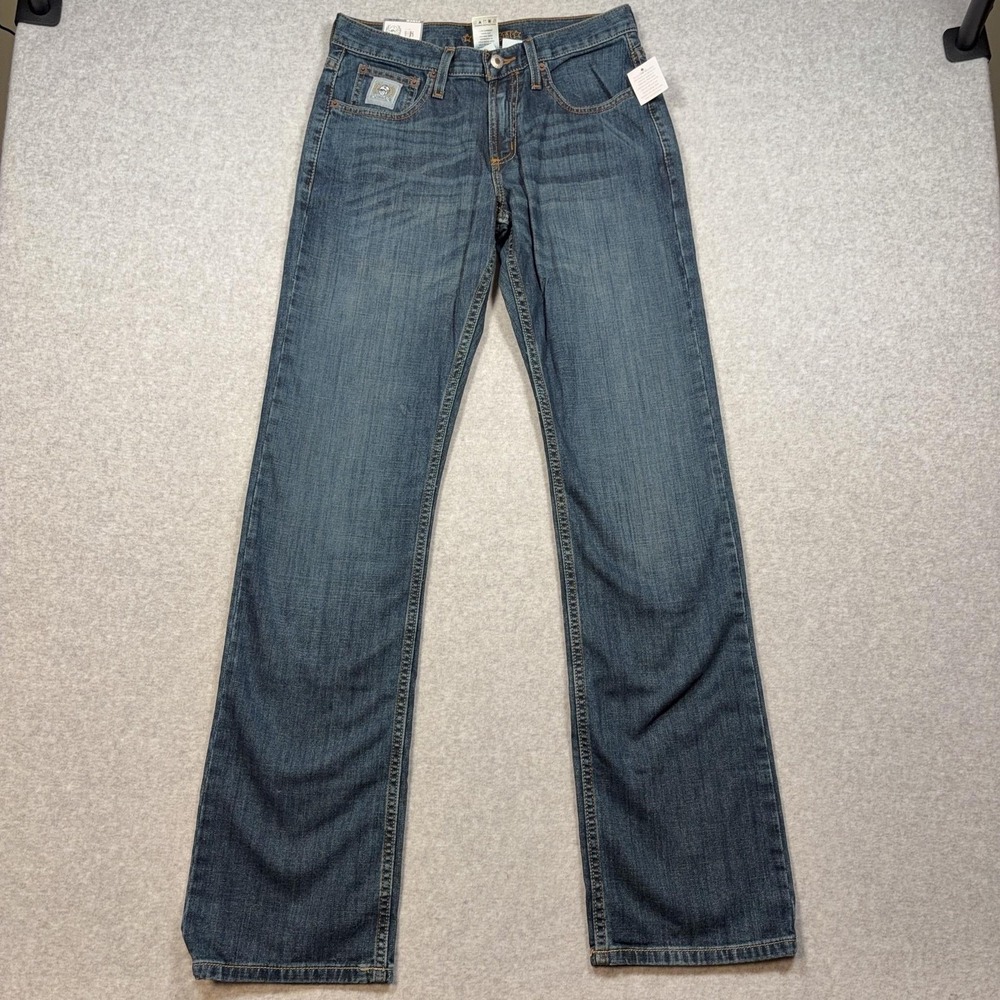 Cinch Silver Label Slim Jeans Mens 28x36 Blue Med Wash Straight Denim MB98034006